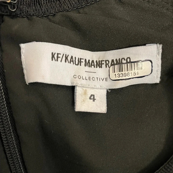 KF/Kaufman Franco Collection Onyx Leather Front Mini Dress Size 4 Sheer Cap Sexy - Picture 7 of 8